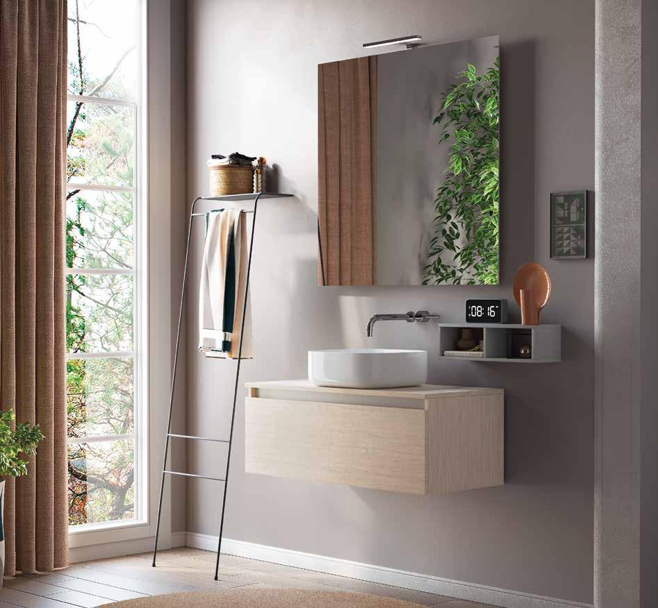 Mobile Bagno con Lavabo Appoggio Design Moderno Minimale